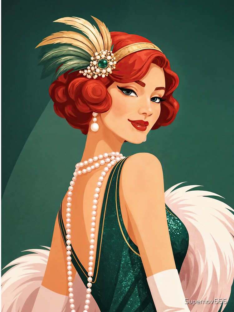 Roaring Twenties Glamour — Vintage Elegance in Green by ForeverPrintsOK