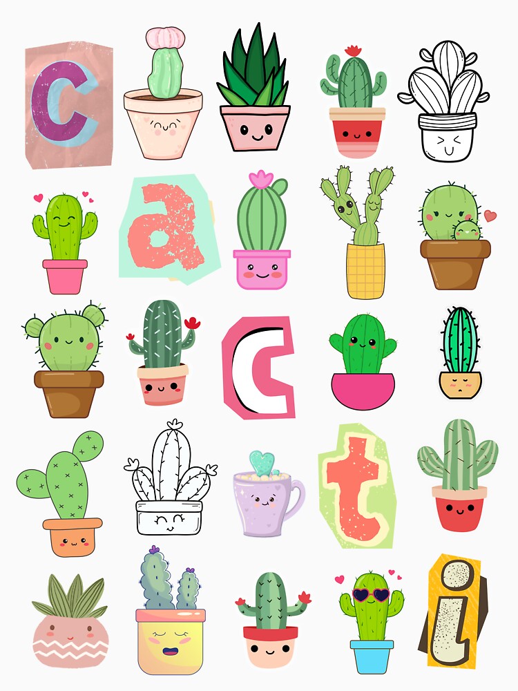 Cute Kawaii Cactus Print by Thehatinthecat