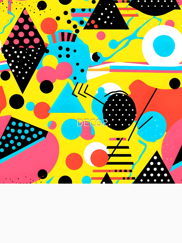 Pop Art Pink, Blue, And Yellow Abstract Designs by DEC02