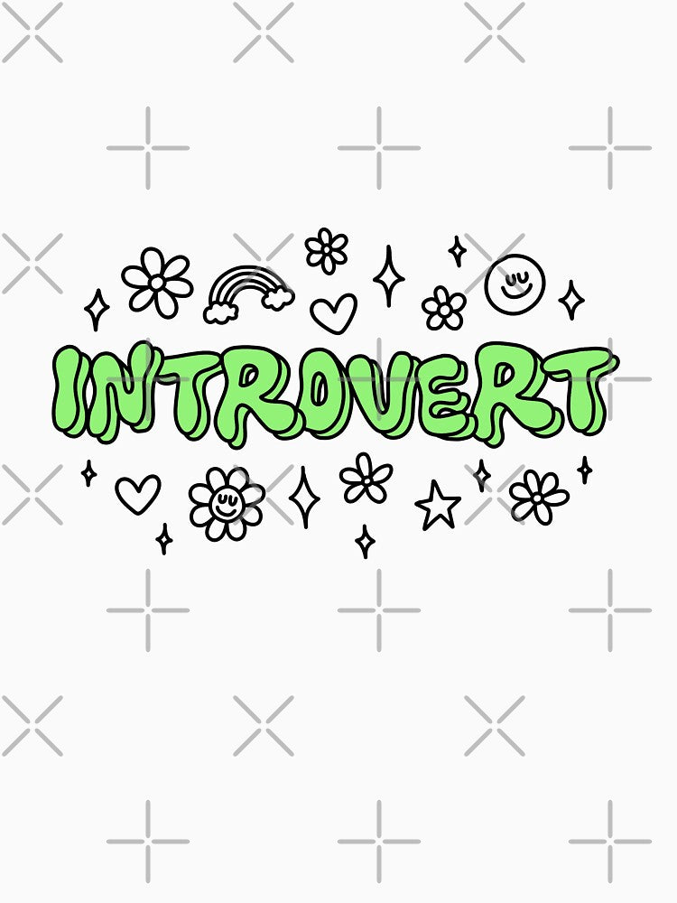 Introvert Aesthetic Sticker - Cute Bubble Lettering with Sparkles, Hearts & Sunshine by Doctor Michaela