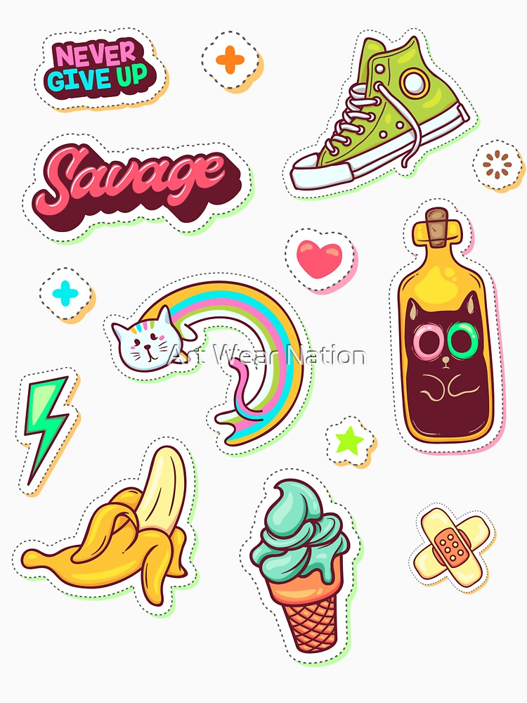 Never Give Up, Cat, Ice Cream, Banana And cool Pop Arts by Art Wear Nation