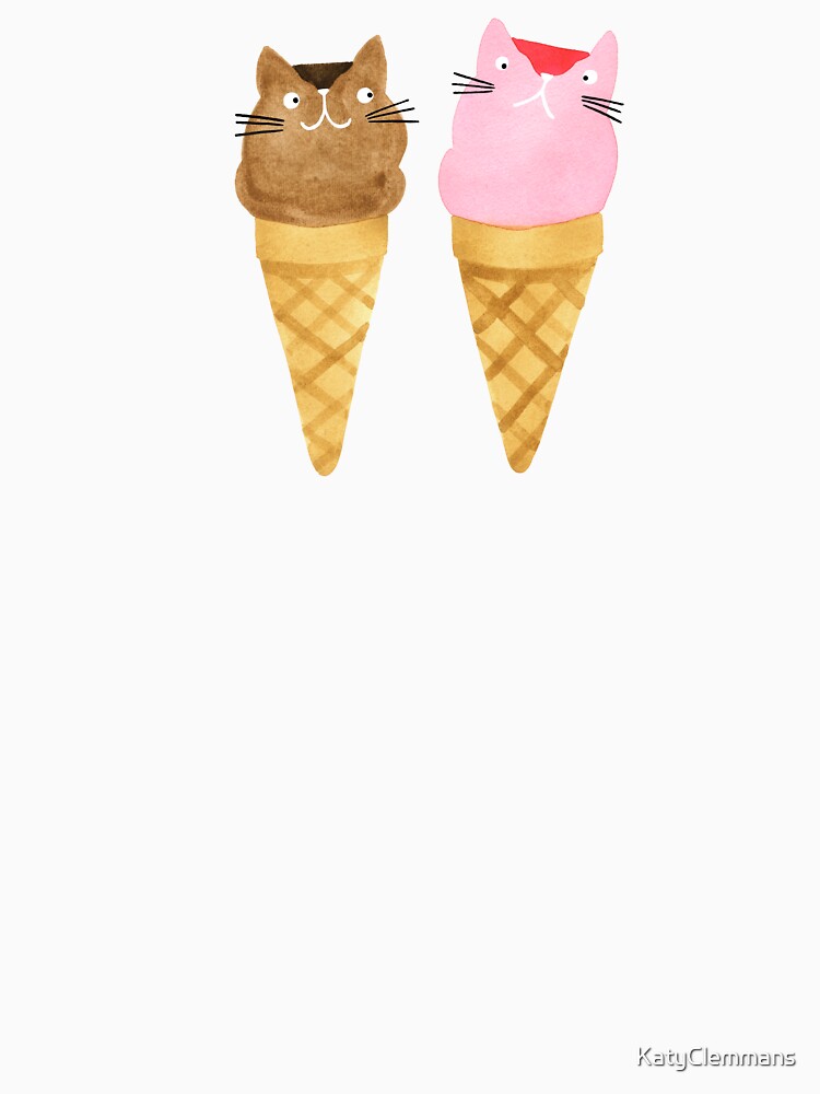 Ice Cream Cat Cones watercolour cat painting by KatyClemmans