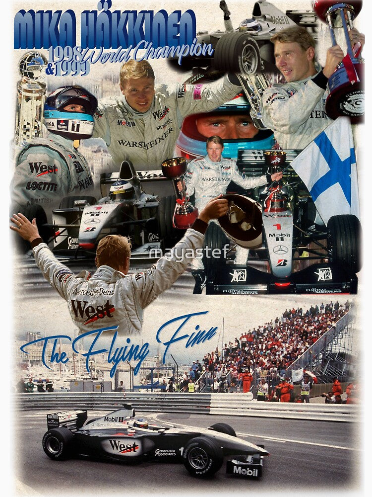 Mika Häkkinen Vintage Style Graphic T-shirt by mayastef