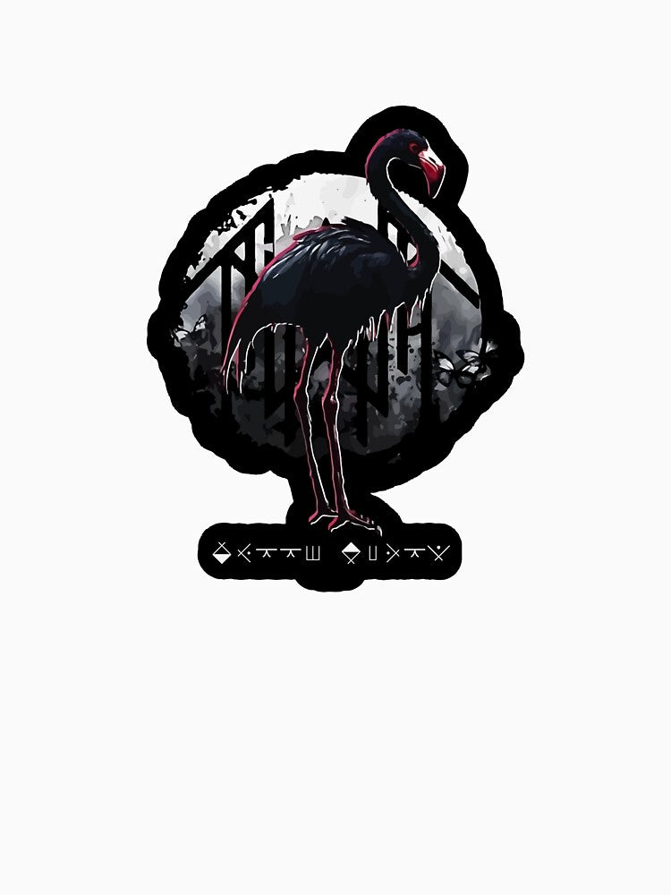 Black Flamingo Full Moon Rune Alphabet Artwork by qubikzindez