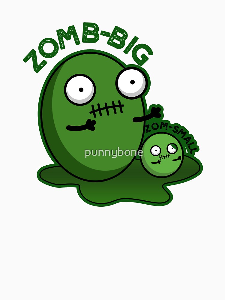 Zom-big Zom-small Funny Halloween Zombie Pun (Dark BG) by punnybone