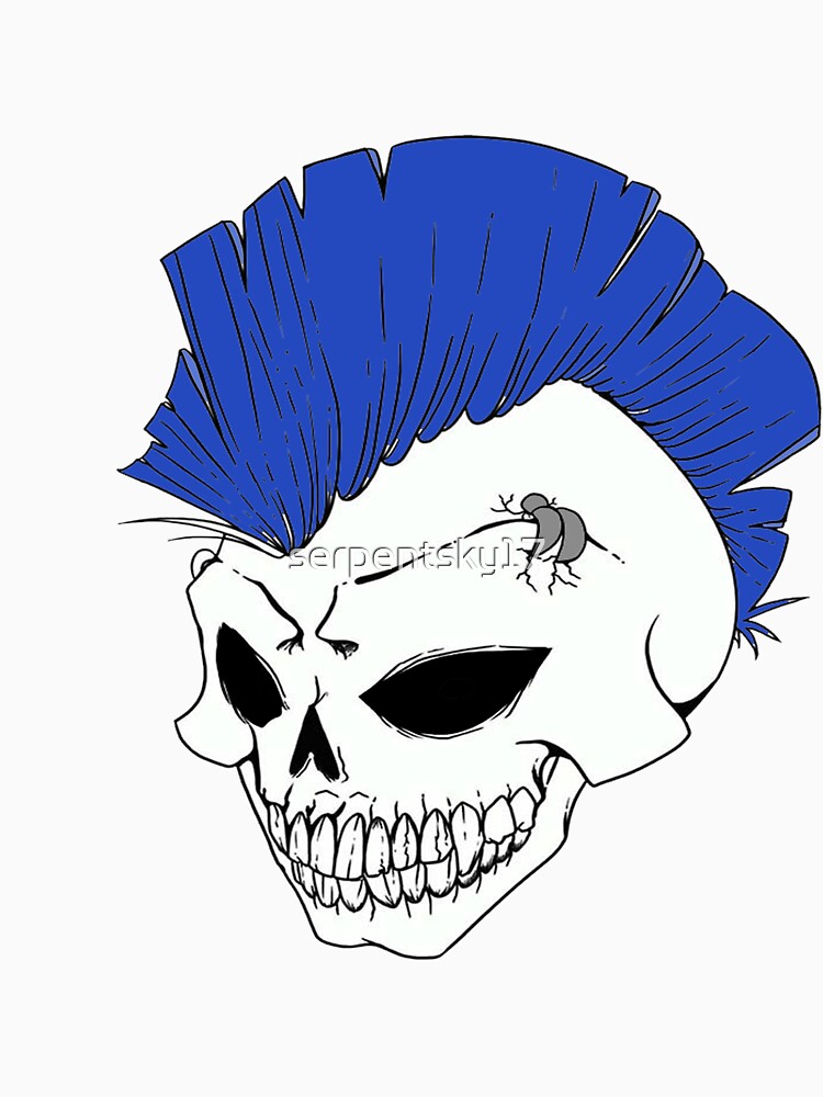 Blue Mohawk Punk Skull by SerpentSkyArts