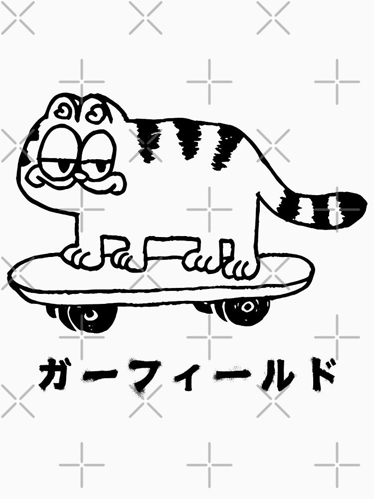 Garfield Japanese Skateboard (black artwork) by Kevin Chaves
