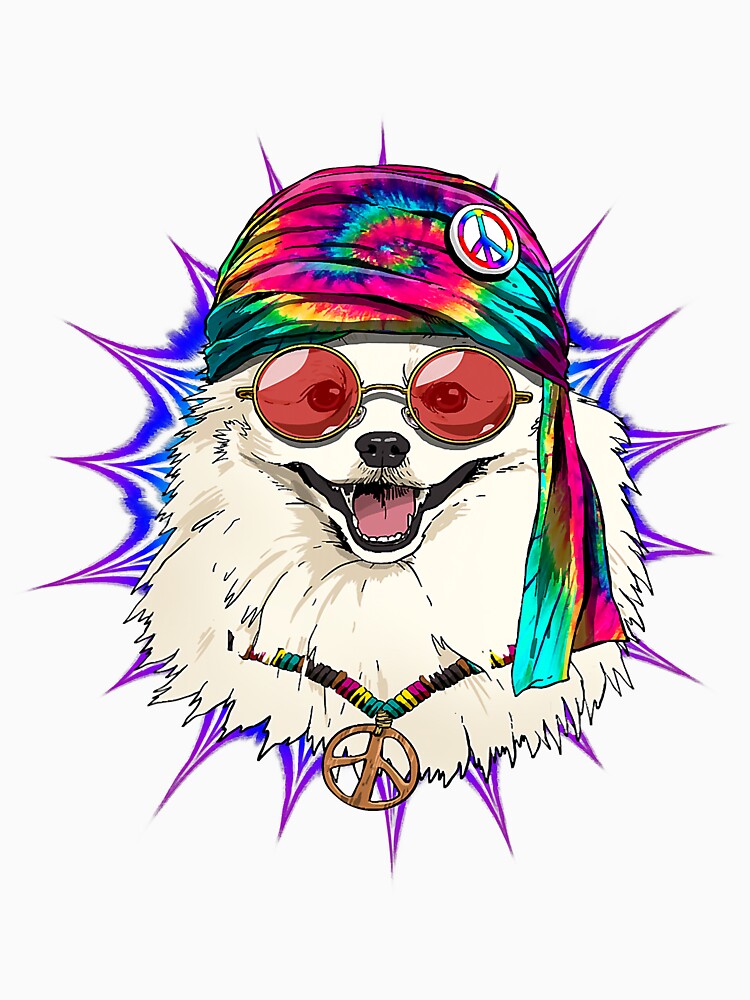 Tie Dye Hippie American Eskimo Hippiness Peace Love Dog 663 by AmelinKnowles