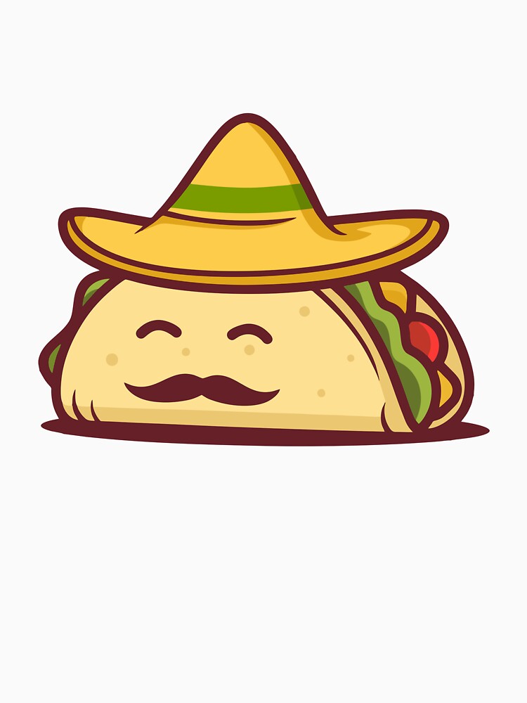 Funny Mexican Taco with Sombrero and Mustache by Romain V  Beaupré