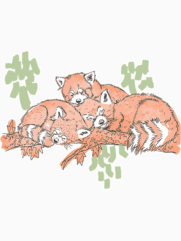 Red Panda Watercolor Sleeping Lazy Red by SkyCloudBlue