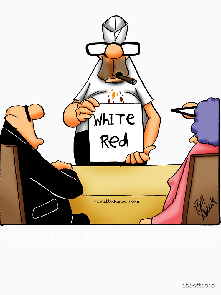 Funny Restaurant Wine Menu Cartoon Humor by abbottoons