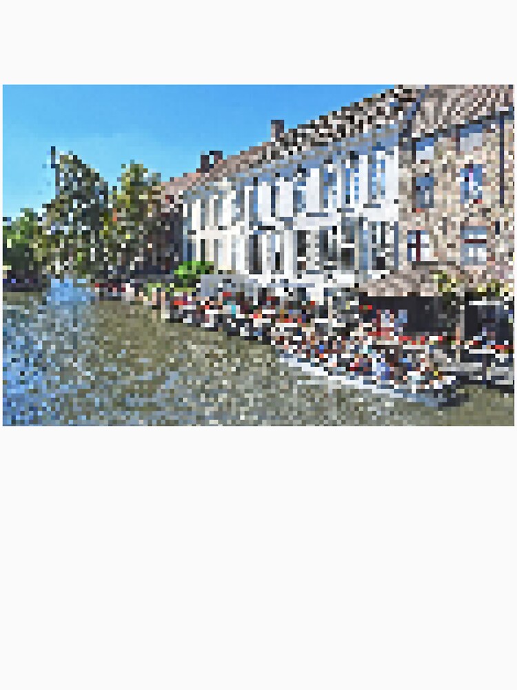 Pixelated Canal Lined Buildings Scene by Potato Quality Prints