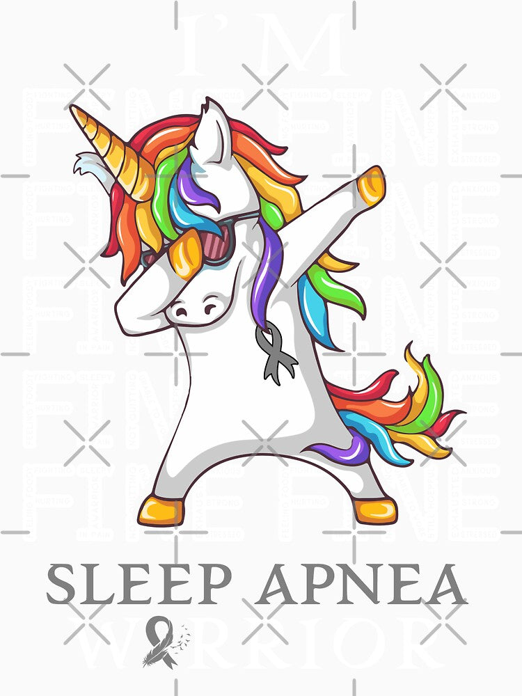 Unicorn Sleep Apnea Warrior I'm Fine Sleep Apnea Awareness by Hatjar