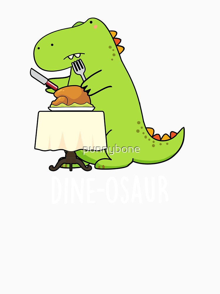 Dine-osaur Funny Dinosaur Pun (Dark BG) by punnybone