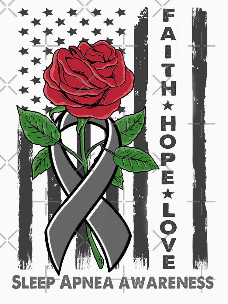 Faith Hope Love Sleep Apnea Awareness American Flag by Kohend