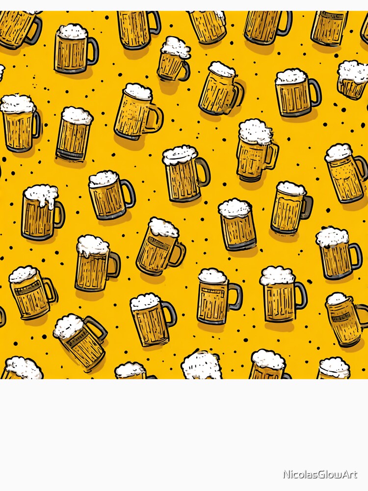 Cartoon Beer Mugs Frothy Ale Drinker Pattern by NicolasGlowArt