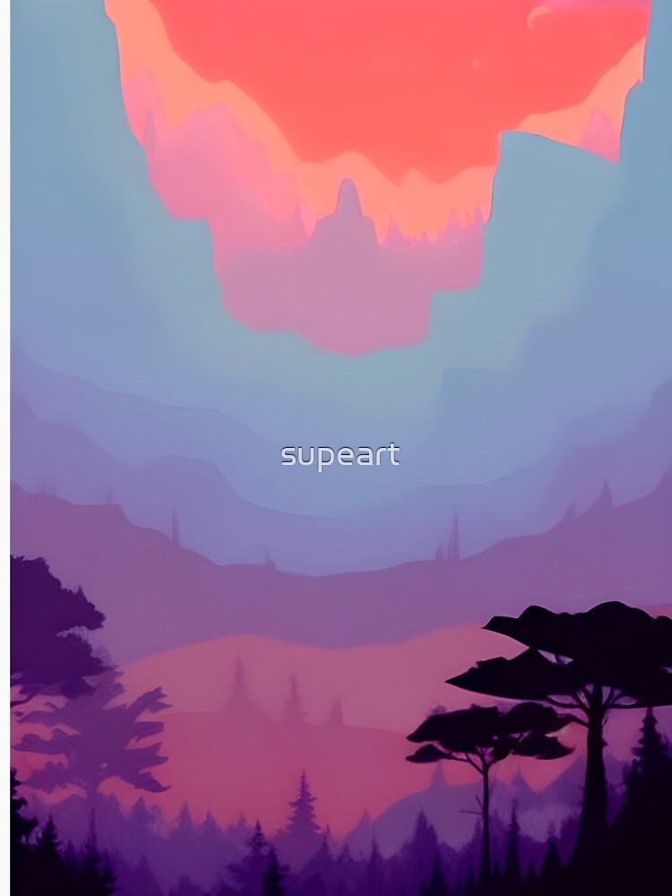 Find the Perfect Minimalist Landscape Mountain Trees Print for Any Occasion by supeart