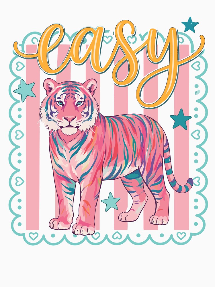 Easy Tiger Coquette Preppy Aesthetic Pink Tiger Cute Trendy Gift by kiralynstration