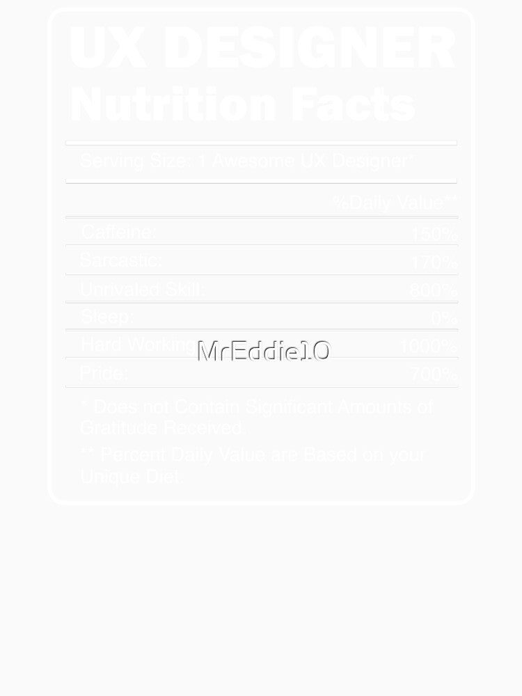 Ux Designer Nutritional Facts Art by MrEddie10