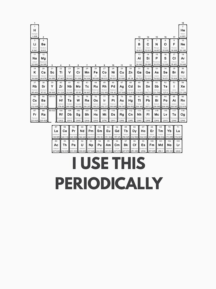 I use this periodically. funny chemistry design by Nerdventure
