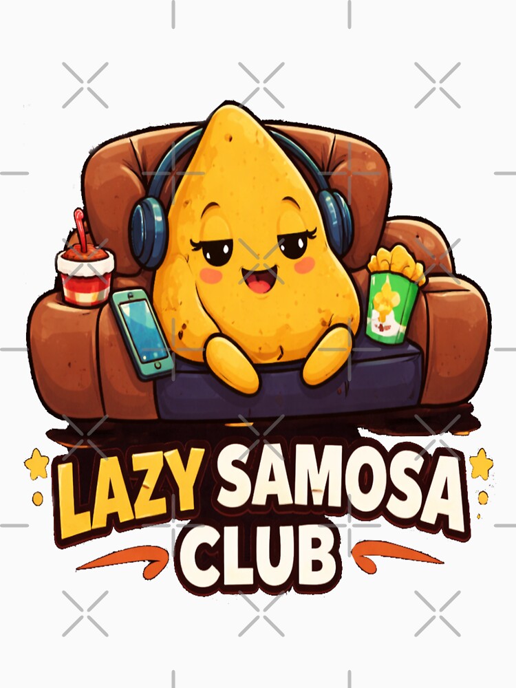 Lazy Samosa Club – Cute Indian Food Cartoon, Funny Relax Meme Design for Food Lovers by Globalcitytees