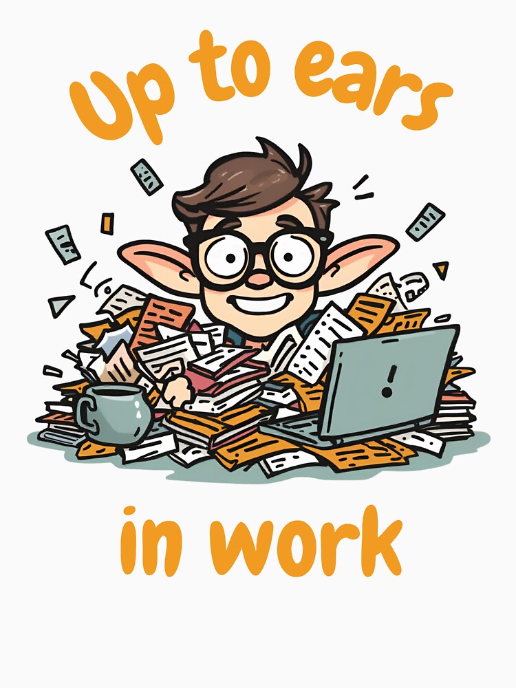 Up to Ears in Work – Funny Office Humor Shirt by GigaFactory