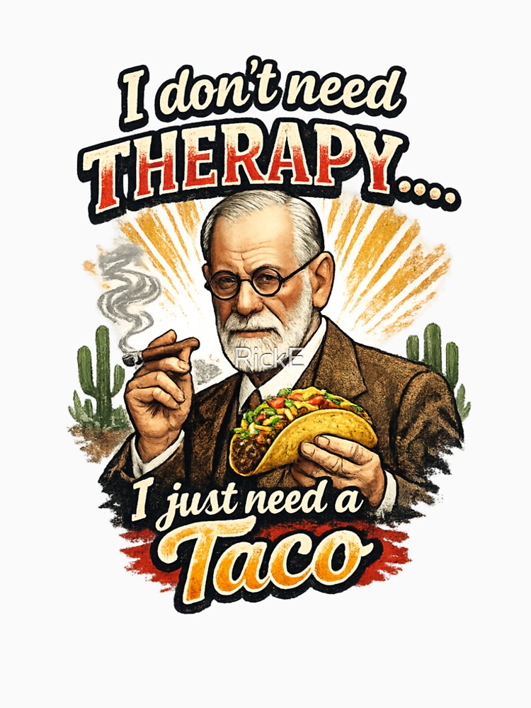 Funny Taco Shirt Vintage Freud Graphic Humor Design for Food Lovers by RickE