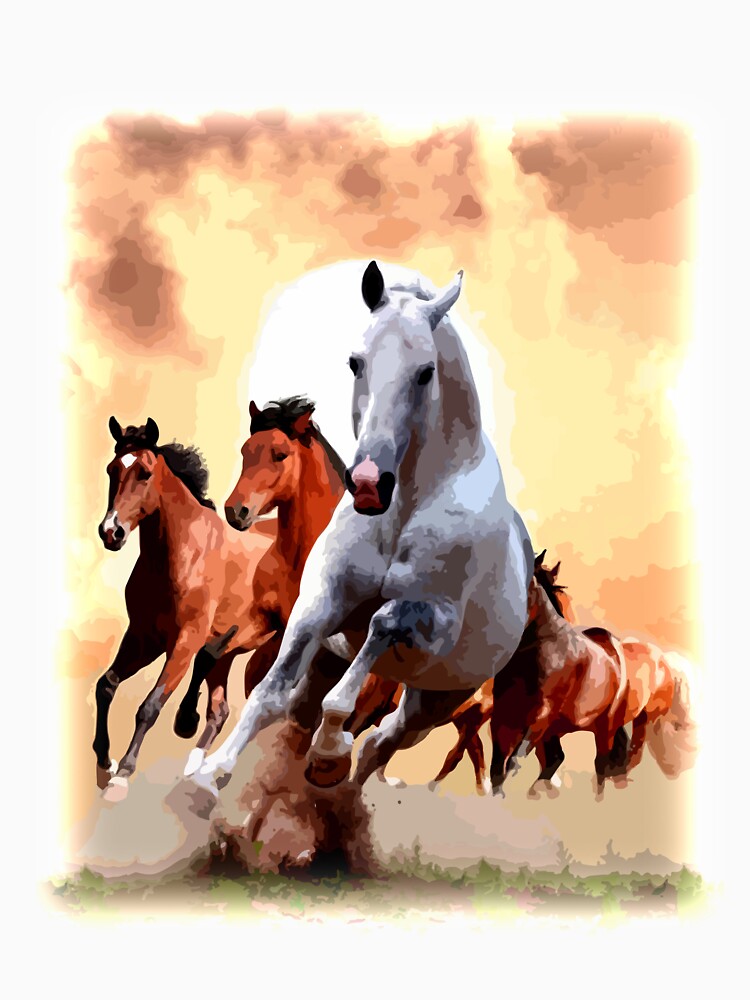 Galloping Horses T-Shirt for Men and Women by AllStarMerch