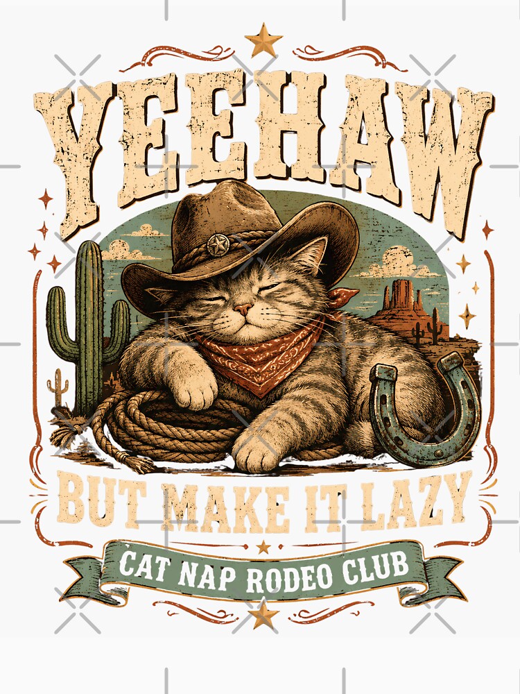 Yeehaw But Make It Lazy Cowboy Cat Nap Rodeo by JerdbordinShop