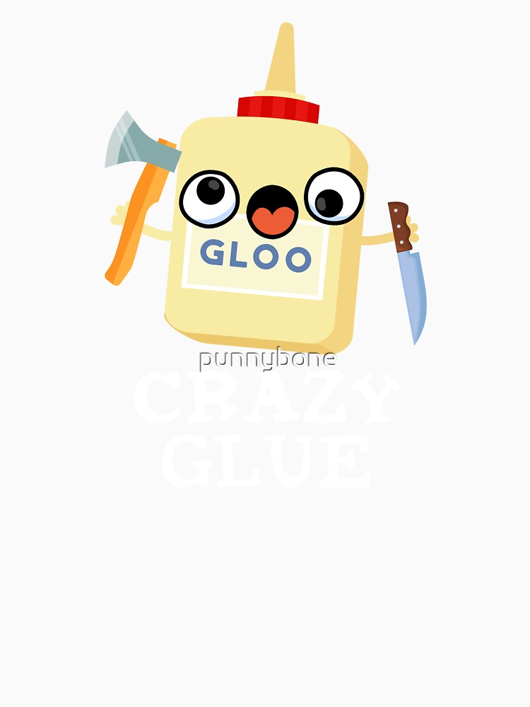 Crazy Glue Funny Super Glue Pun (Dark BG) by punnybone