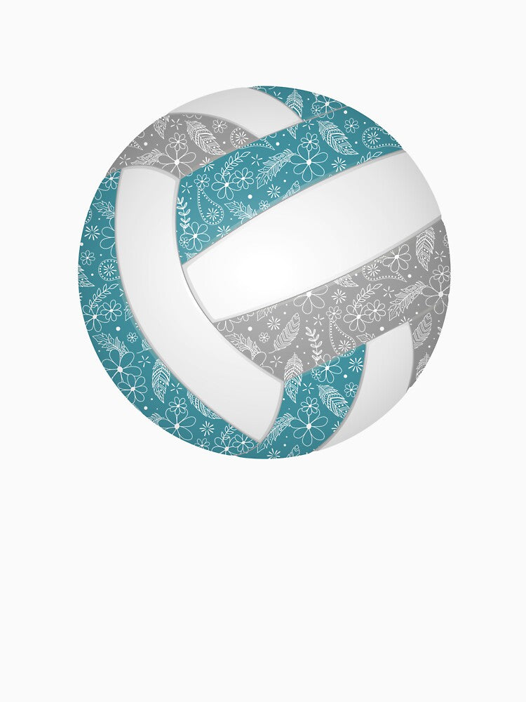 Boho feathers paisleys teal gray volleyball by katzdzynes