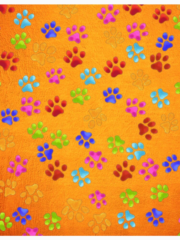 Colorful Paw Prints On Pumpkin Orange by Profitrip