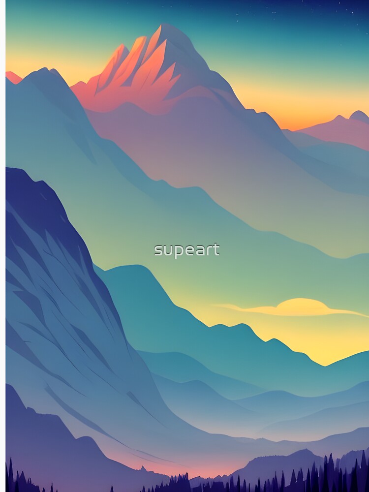 Find the Perfect Minimalist Matte Painting of Beautiful Mountain Landscape in the Bavarian Alps Print for Any Occasion or Gift by supeart