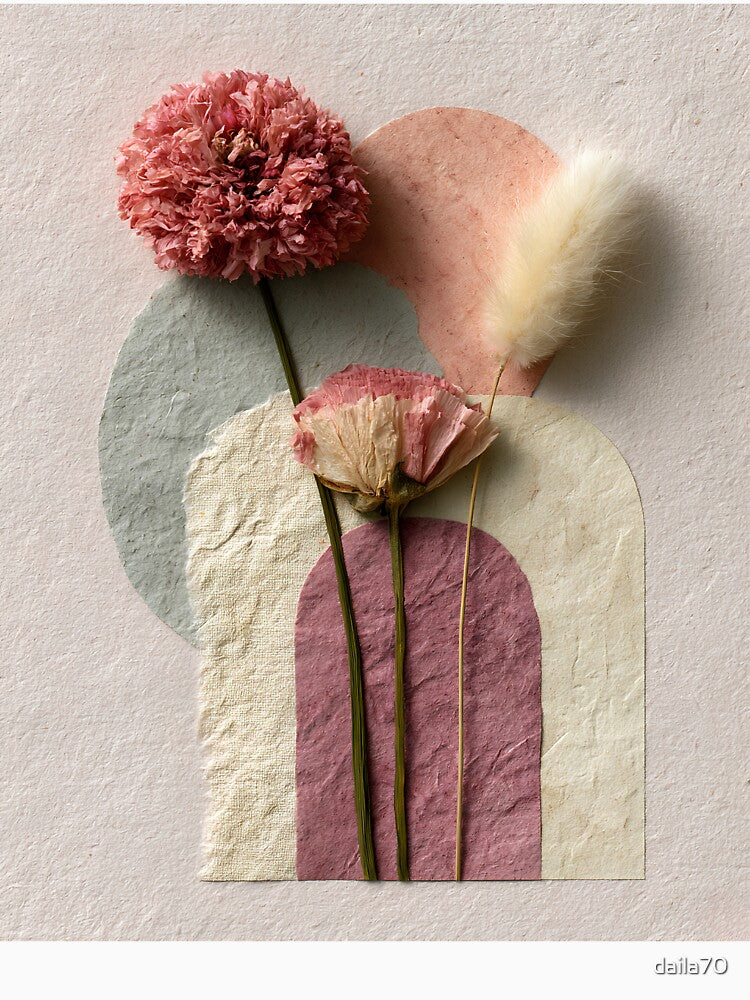 Pink Botanical Collage Dusty Rose Cottagecore Art by daila70