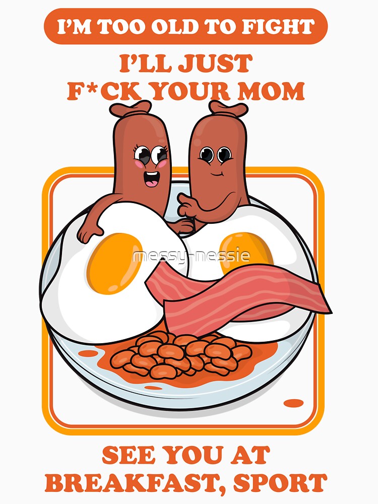 Offensive rude breakfast joke – “see you at breakfast, sport” dark humor design (U.S. Spelling on light colors) by messy-nessie