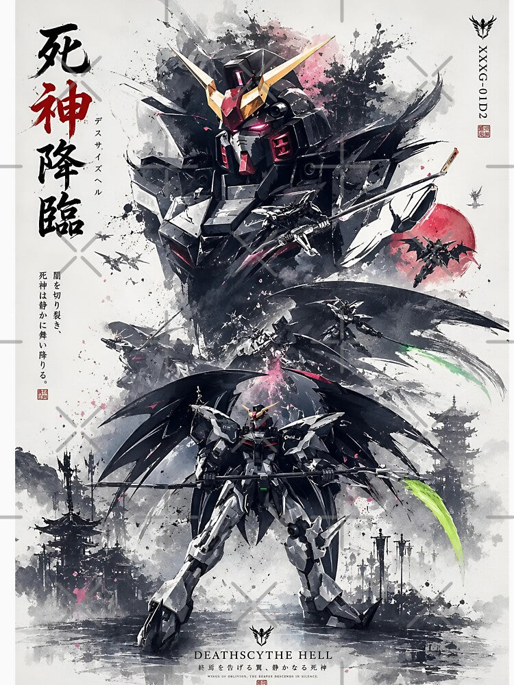 Gundam Deathscythe Hell XXXG-01D2 Anime Mecha | Dark Winged Mobile Suit Art by Dyan4