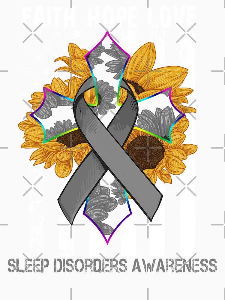 Sunflower Faith Hope Love Cross and Flag Sleep Disorders Awareness by largellie