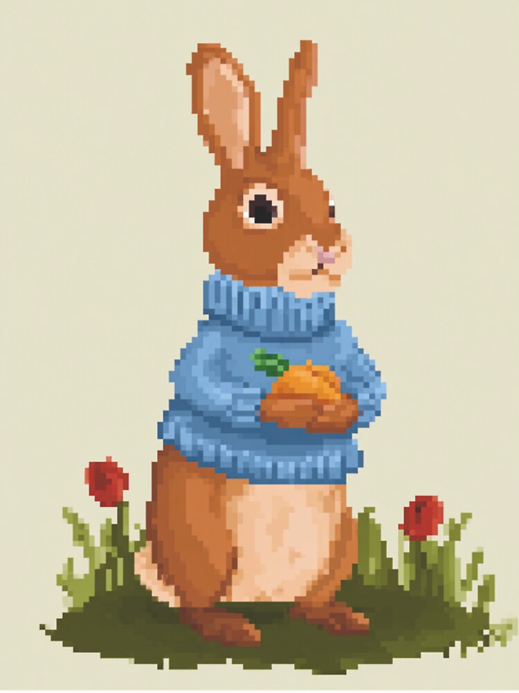Pixel Peter Rabbit – Whimsical Cottage Garden Artwork by Pixel8Prints