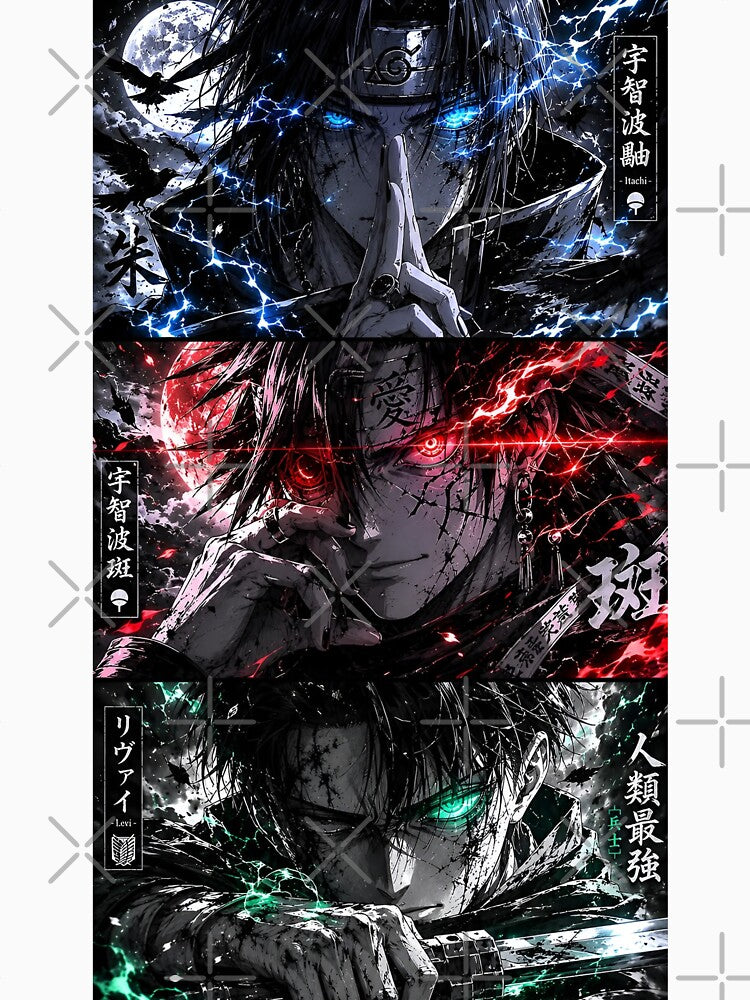 Anime Legends Trio Poster | Itachi Uchiha, Madara Uchiha & Levi Ackerman Dark Anime Art by Dyan4