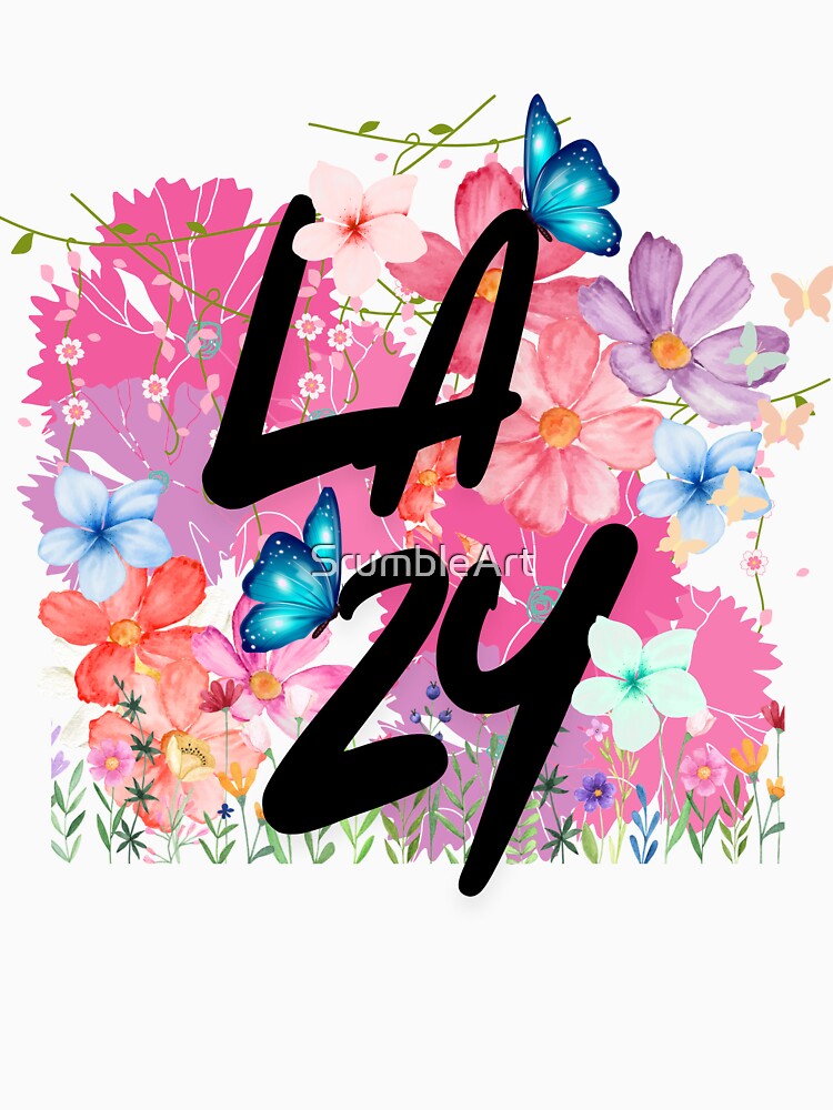 LAZY - floral pattern with butterflies girly designed by SrumbleArt