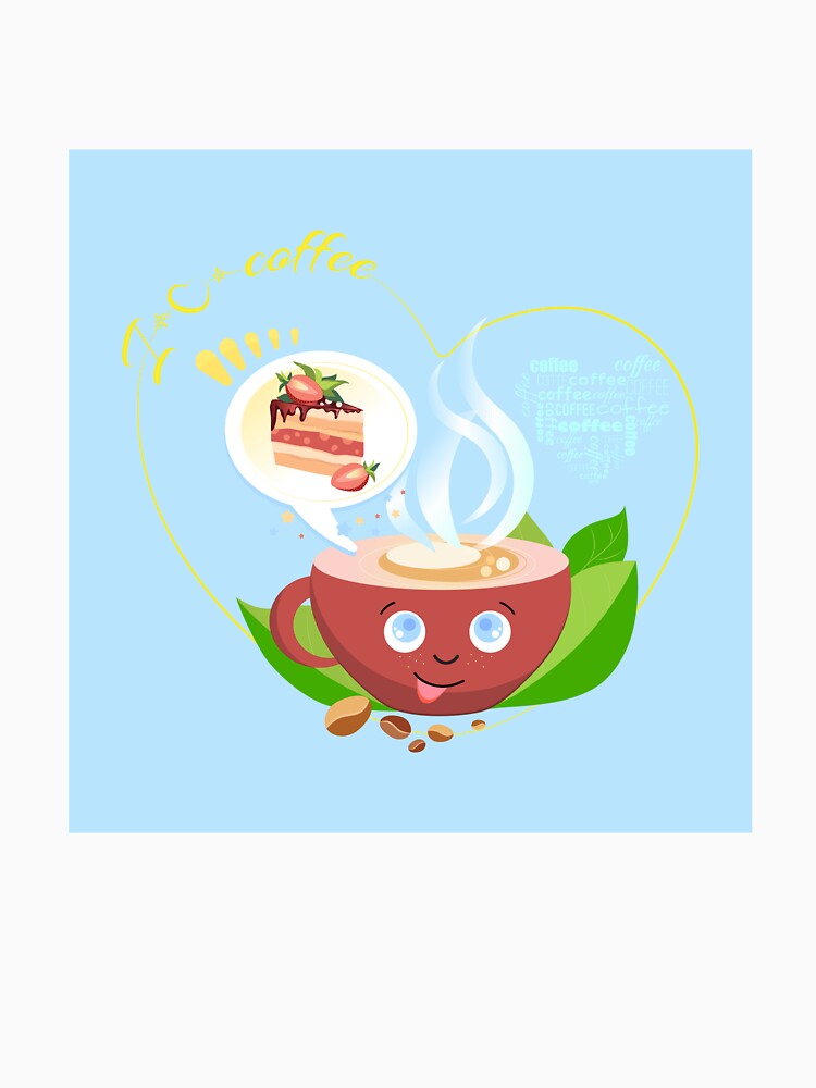 cup of coffee with a slice of cake by amatiana