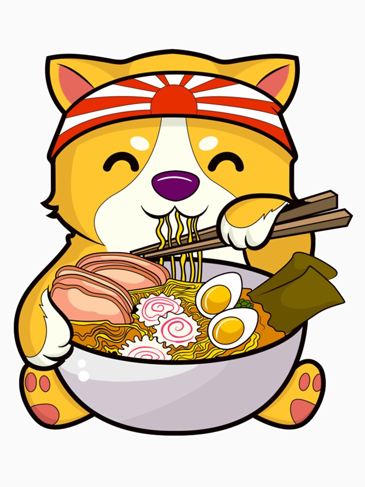 Kawaii Dog Ramen Bowl Funny Anime Noodles Puppy by PalmMurrdg