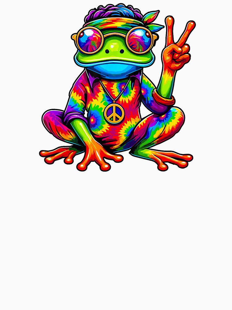 Hippie Tie-Dye Frog, 70s Party & 60s Costume, Peace Sign by alber-garnell