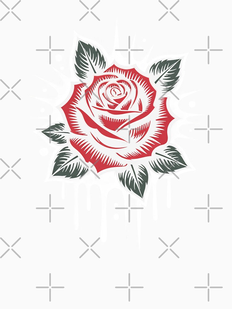 Tattoo Style Gothic Rose Head Splatter Background Dark Art by Say It With Ink