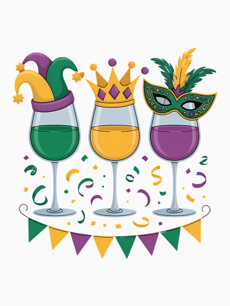 Drinking Wine Mardi Gras Glass Of Wine by papertaless