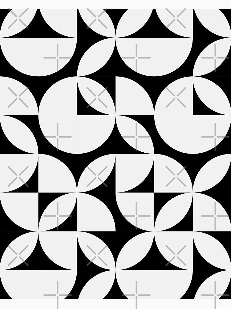 Abstract Black and white Circles Modern Mid Century Geometric Pattern Scandinavian Rustic Interior by BONBcreative