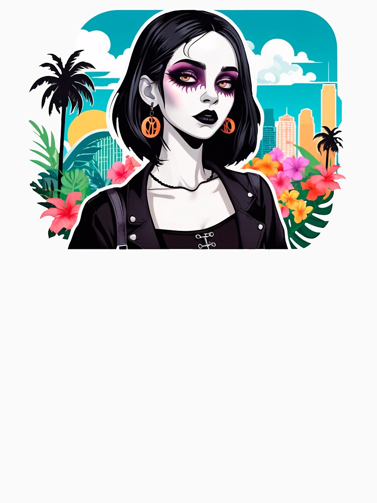 Pale Goth Girl on Tropical Floral Background by MadnessEnvelope