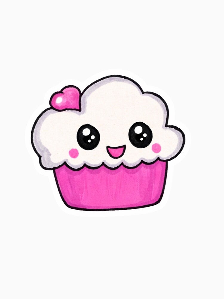 Cute Kawaii Cupcake – Gourmet and Adorable Sticker by NuageArt