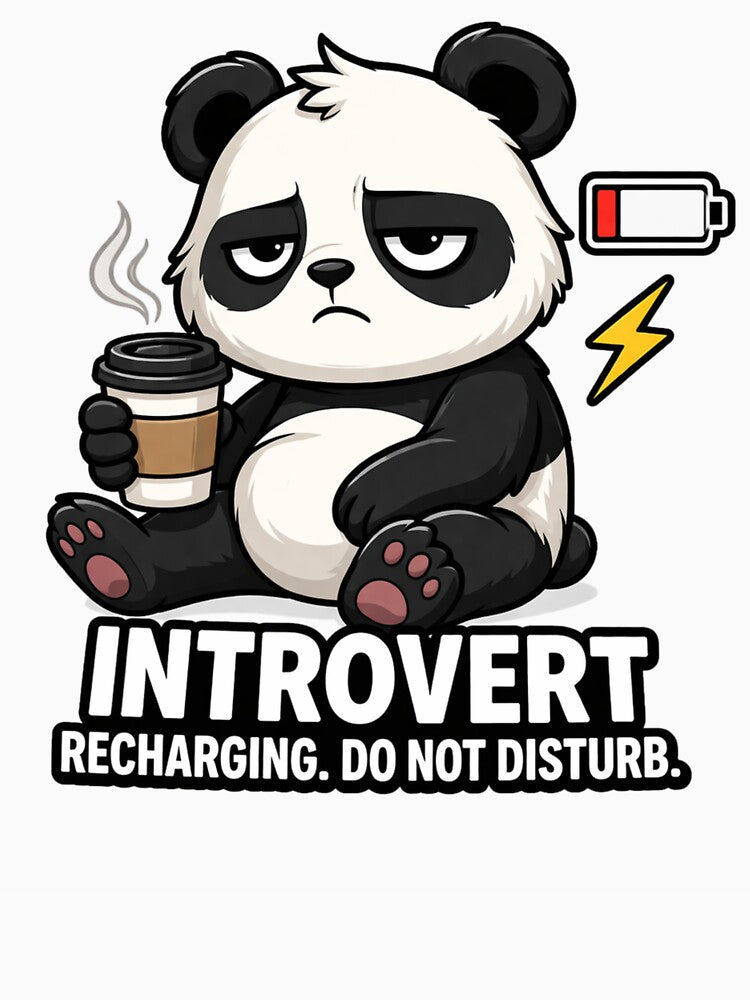 Introvert Panda T-Shirt – Recharging Do Not Disturb Funny Antisocial Tee by Socially Tired Club