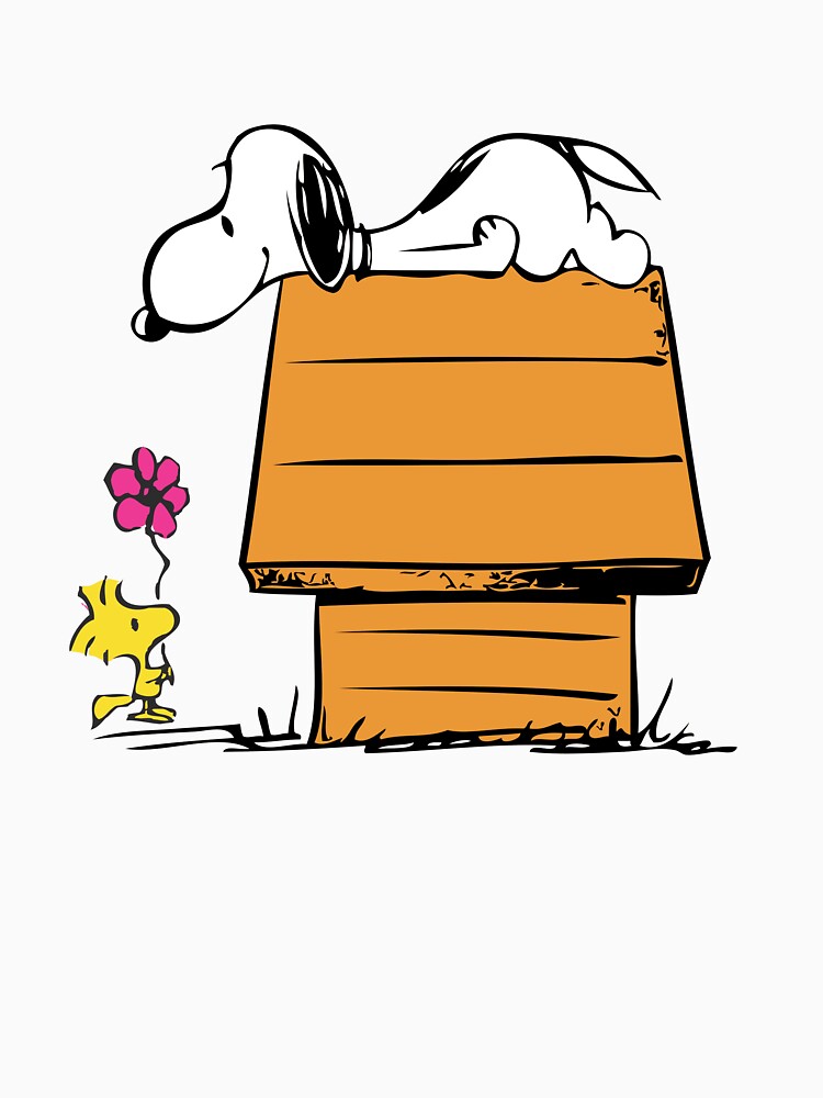 Snoopy Sleeping While Woodstock Brings a Flower by mjerksx